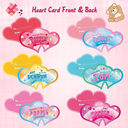 Valentines Day Gifts for Kids 30 Pack Pop Bracelets Fidget Toys Valentines Day Cards for Kids School Classroom Party Favors Valentines Exchange Gifts for Toddlers Girls Boys Class Prizes