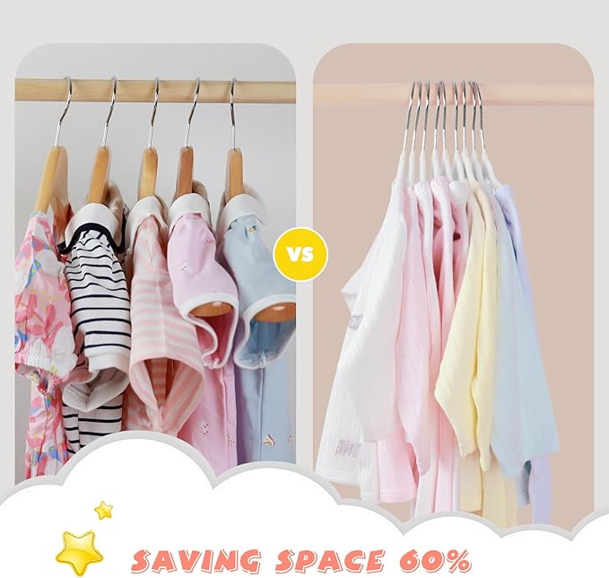 Kids Velvet Hangers 15 Pack, 11 Inch Size Non-Slip Baby Hangers, Space-Saving Nursery Hangers, Perfect Infant/Toddler Clothes Hangers for Daily Use(White)