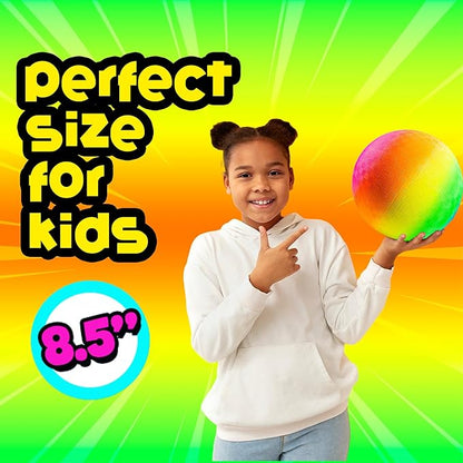 PlayBolt Rainbow Playground Balls - 8.5Inch (Pack of 12) Rubber Bouncy Inflatable Balls for Kids and Adults, Indoor and Outdoor Games, Kickball, Dodgeball, Four Square, Dodge Ball, Handball