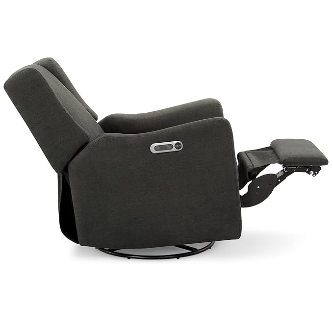 Delta Children Mercer Electronic Power Recliner and Swivel Glider with USB and Type-C Ports in LiveSmart Performance Fabric - Water Repellent & Stain Resistant, Dark Grey