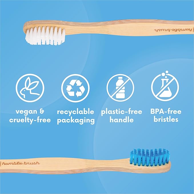 The Humble Co. Bamboo Toothbrushes (5pk) – Toothbrushes for Superior Oral Care, Dental Hygiene, and Gum Care, BPA Free (Soft Bristles)