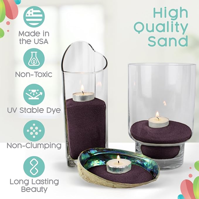 Sandsational Sparkle Plum Unity Sand -1.5 LB (22oz), Dark Purple Colored Sand for Weddings, Vase Filler, Home Décor, Craft Sand, Aquarium Sand, and More