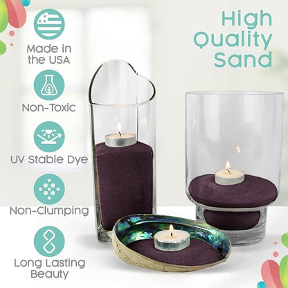 Sandsational Sparkle Plum Unity Sand -1.5 LB (22oz), Dark Purple Colored Sand for Weddings, Vase Filler, Home Décor, Craft Sand, Aquarium Sand, and More