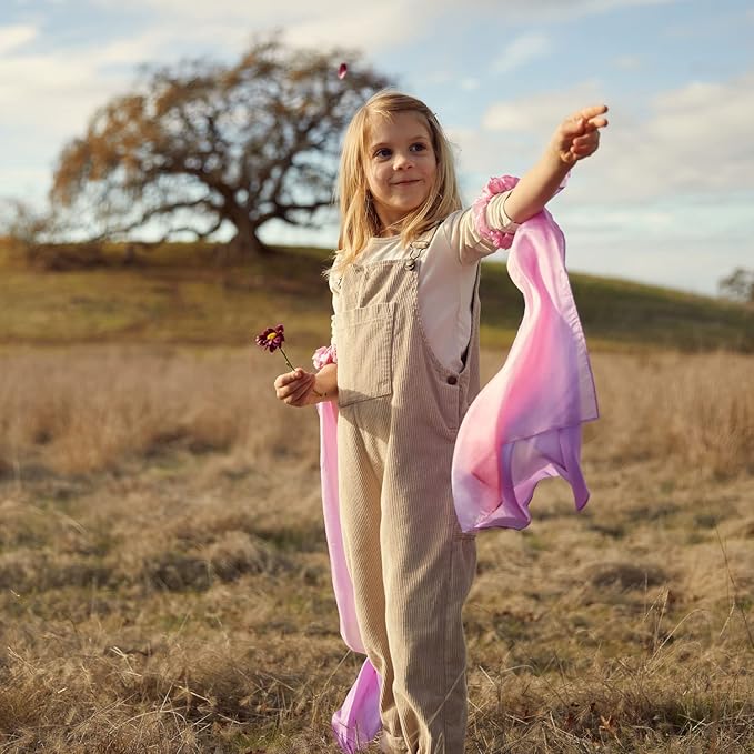 Sarah's Silks Wrist Streamers | 100% Silk Montessori and Waldorf Toys | Rhythm Ribbons for Dance, Imaginative, and Pretend Play | Includes 2 Pieces (Blossom)
