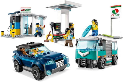 LEGO City Turbo Wheels - Gas Station, Toy Building Set from 5 Years, with Various Toy Vehicles and Minifigures (60257), Assorted Colour/Model