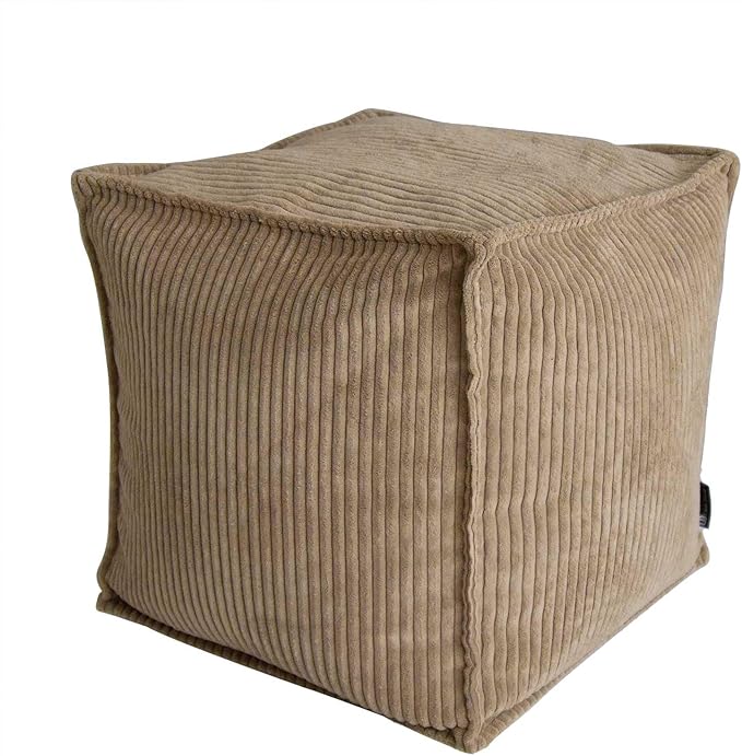 Louis Donné 17 Strip Unstuffed Pouf Ottoman Cover Square Space-Saving Organizer Footrest Cover Indoor & Outdoor Reading Room Kid Pets Girls Super Soft Cotton Fabric Yellow (Only Cover)