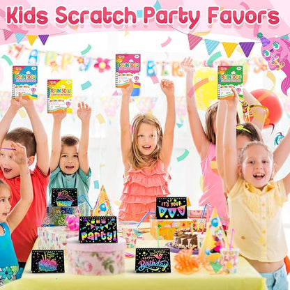 Kids Art Party Favors Gifts: 24 Pack Rainbow Scratch Art Notebook Paper Birthday Party Favor Toy Girls Boys Art Craft Kit Bulk Classroom Goodie Bags Gift Stocking Stuffers Halloween