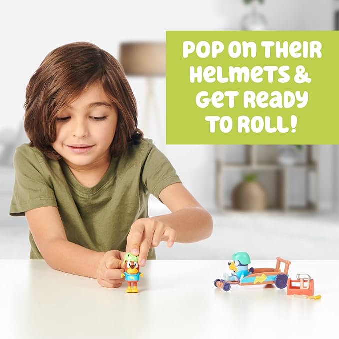 Bluey Vehicle and Figures Pack, Rusty Go-Kart, 2.5-3 inch Figures and Accessories