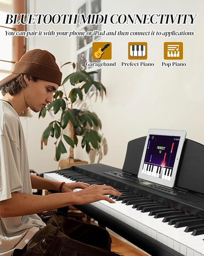 Ktaxon 88 Key Keyboard Piano Set, Full Size Digital Piano with Multi-Adjustable Height Bench, Powerful Functional Panel, Professional 3 Pedal Unit and Dual Mode Connectivity for Beginner(Black)