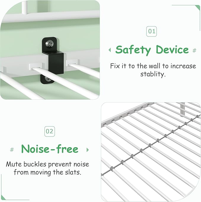 VECELO Twin Over Twin Bunk Bed with Trundle, Convertible Metal Bunkbeds with 2 Ladders and Guardrails, Space Saving, No Box Spring, White