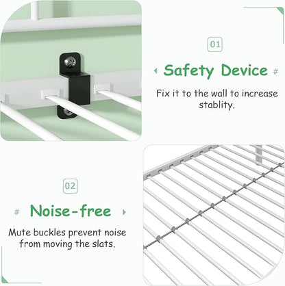 VECELO Twin Over Twin Bunk Bed with Trundle, Convertible Metal Bunkbeds with 2 Ladders and Guardrails, Space Saving, No Box Spring, White