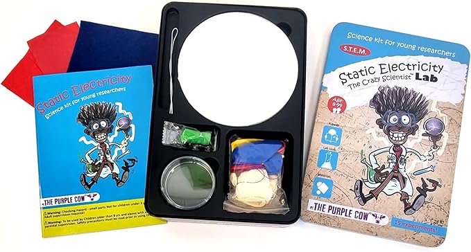 The Purple Cow Crazy Scientist Static Electricity - Science Kits for Young Researchers. for Learning & Education - STEM Educational Games for Kids, Boys & Girls, with Instructions