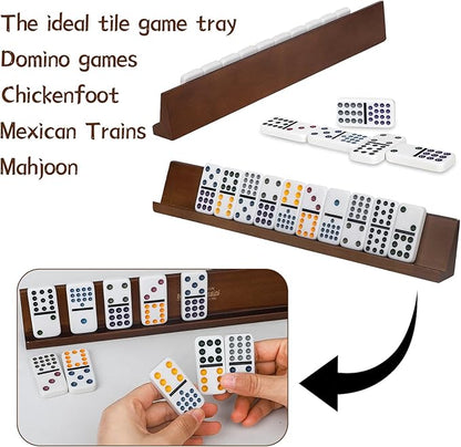 Domino Racks 4packs - Authored Design Nut Brown Tile Holders for Dominoes Set Mexican Trains Mahjoon Chickenfoot