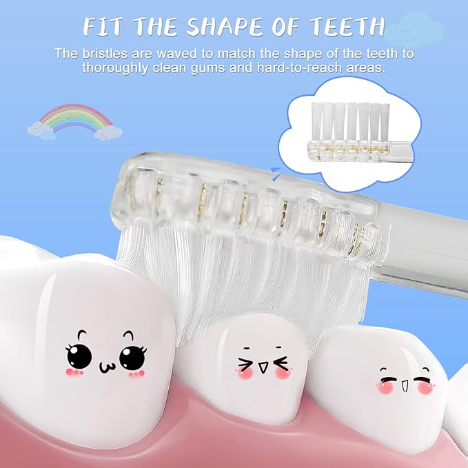 TEETECK 5 Pack Kids Toothbrush Replacement Heads Compatible with SEAGO- 513/977/EK6,Compatible with Brush-Baby WildOnes/KIDZSONIC（Not BabySonic Series）,Compatible with Dada-Tech-BB1/977/K6