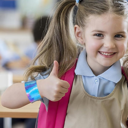 AMOR PRESENT Slap Bracelets Bulk, 48PCS Snap Bracelets for Kids Tie Dye Wrist Band Mermaid Sports for Party Favors Carnival Prizes Goodie Bags Groove Party