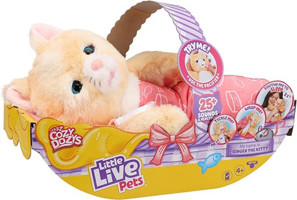 Little Live Pets - Cozy Dozys: Ginger The Kitty | Interactive Plush Toy Kitty. 25+ Sounds and Reactions. Magical Eye Movement. Blanket, Pacifier and Batteries Included. for Kids Ages 4+