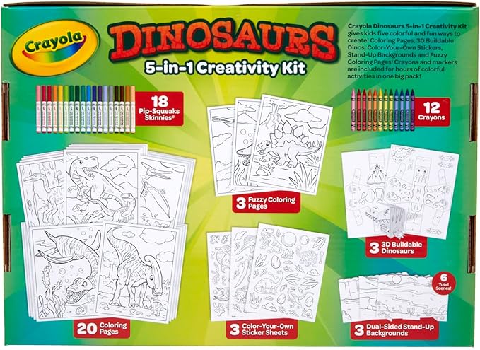 Crayola Dinosaur 5-in-1 Art Kit for Kids, Dinosaur Toys, Kids Art Set, Dinosaur Gift for Boys & Girls, Ages 4+