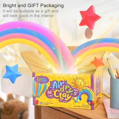 FlyFlag Air Dry Clay - 36 Colors, Soft & Ultra Light, Modeling Clay for Kids with Accessories, Tools and Tutorials
