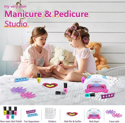 Kids Spa Kit for Girls, Foot Spa Day Kit for Girls, Girl Stuff for Manicures Pedicure, Nail Art Salon Kit Christmas Birthday Gift for 6 7 8 9 10-12 Years Old
