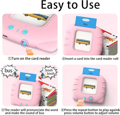 Kidzdo Learning Toys for Toddler 2-4 Years - 254 Sight Words Talking Flash Cards with Music, ABC 123, etc, Pocket Speech Therapy Toys, Educational Teaching Gifts for Ages 2 3 4 5 Years Old Girls