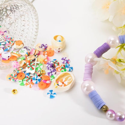 XSEINO 23000Pcs Clay Beads Bracelet Making Kit, 6Boxes 125Colors Friendship Polymer Beads and 5 Styles Letter Beads with Jewelry Making Accessories and 3 Rolls Crystal Cord for Crafts Christmas Gifts