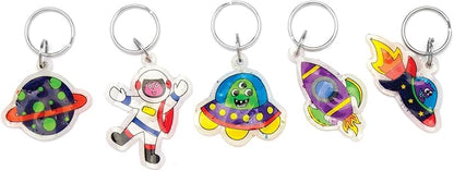 Baker Ross Ltd Solar System Super Shrink Keyrings, Arts and crafts for Kids (Pack of 8)