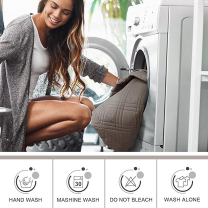 TAOCOCO Waterproof Recliner Sofa Cover, Non Slip Split Recliner Couch Cover with Elastic Straps Pocket, Washable Reclining Sofa Cover Furniture Protector for Kids, Dogs, Pets(3 Seater, Light Brown)