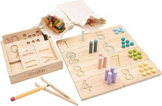 Montessori Counting Toys for Toddlers | 3 in 1 Wooden Peg Board and Montessori Counting Beads Math Toys for Kids Age 3 4 5 | Toddler Wooden Number Learning Montessori Toys
