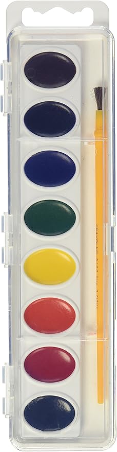 Crayola Artista 16 Semi-Moist Oval Pans Watercolor Set with Brush