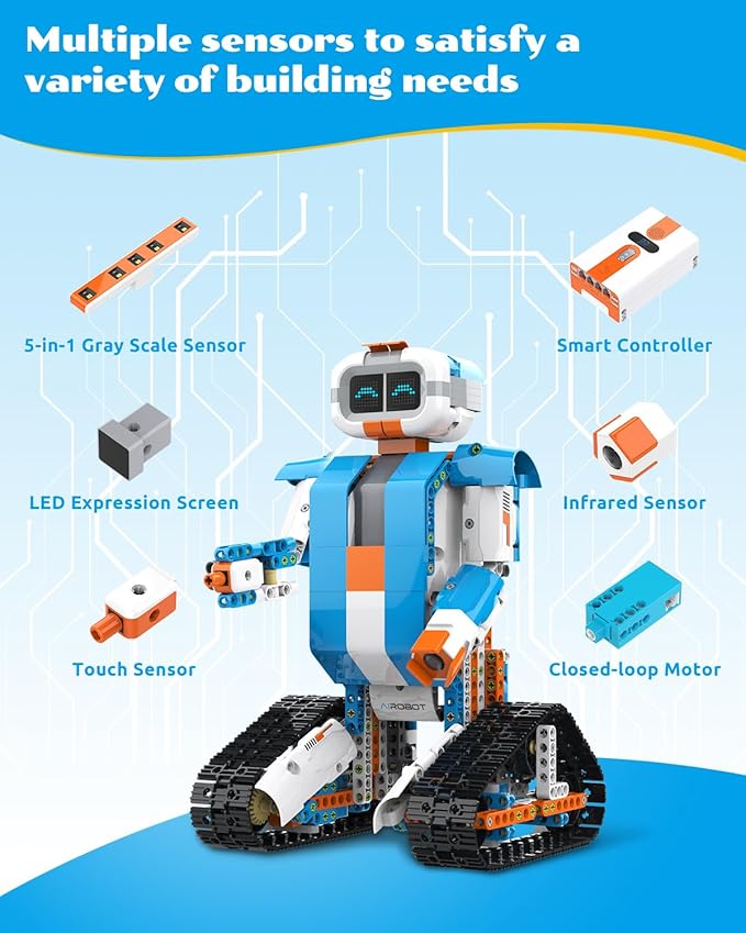 WhalesBot E7 Pro 12-in-1 STEM Coding Robot Kit for Kids 8-12, 637-Piece Building Set with Scratch Programming, Interactive Books & 3D APP Guidance – Ideal Educational Toy for Boys & Girls
