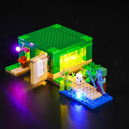 VONADO LED Light Kit Compatible with Lego Minecraft The Turtle Beach House 21254 (Lights Only, No Models) Creative Lighting Set Accessories Compatible with Lego 21254 Building Set