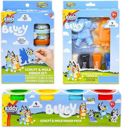Bluey Dough Super Set - Bundle with Bluey Dough Tubs, Dough Sticks, Character Molds for Boys, Girls Plus Stickers | Bluey Sensory Dough Variety Pack for Kids