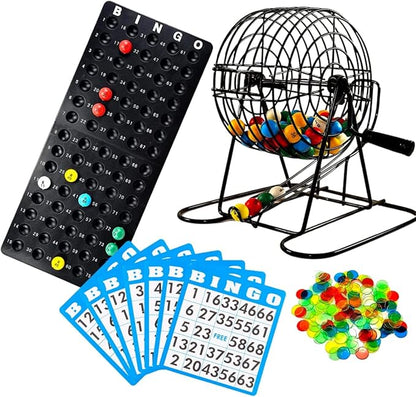Regal Bingo Deluxe Bingo Game Set for Adults and Kids - Includes 8 Inch Bingo Wheel Cage, 75 Balls, Master Board, 50 Cards and Colorful Chips - Fun Family Bingo Night