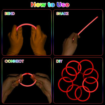 Red Glow Sticks Bulk Party Favors 100 Pack 8" Glow in the Dark Party Supplies Neon Party Decorations Glow Necklaces Bracelets for Kids Adults Birthday Halloween Christmas Easter Wedding