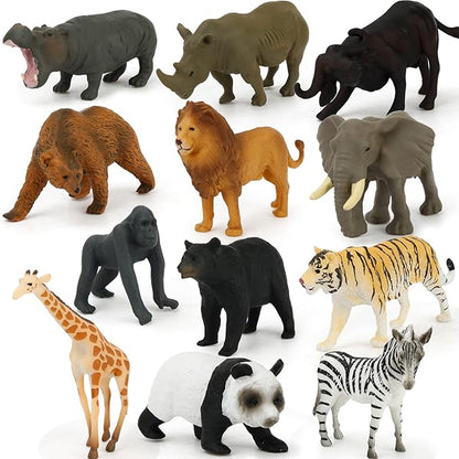 Small Montessori Animal Figures with Flash Cards, Realistic Animal Figurines Toys, Montessori Materials Homeschool Preschool Science Educational Matching Game for Toddler Kids (Zoo)