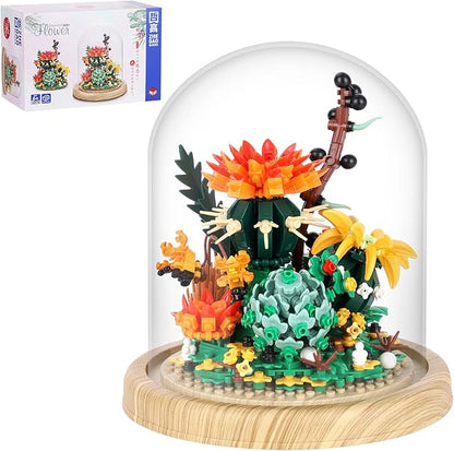 Creative Bonsai Flower Bouquet Building Kit,Flower Botanical Collection Construction Building Toy,Building Blocks Set for Adults and Kids (Succulent Plant Bonsai Flower)