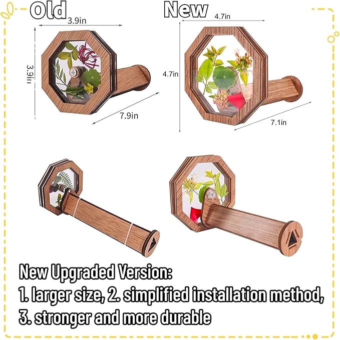 Natural DIY Kaleidoscope Kit, New Wooden Magic Rotating Kaleidoscope Making Set for Nature Lovers, Best Gift, Outdoor Classic Handmade Education Toys for Kids (2 Pcs Normal+Flower)