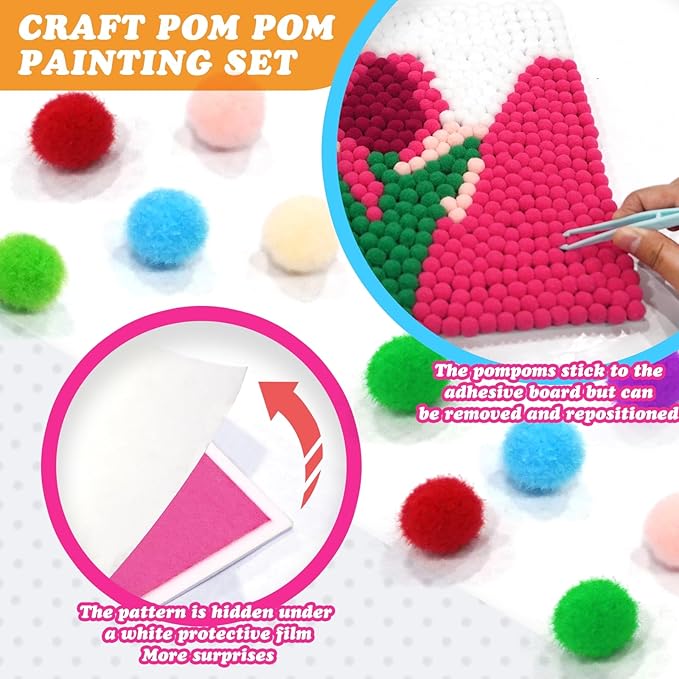 URSDIART Tulip Arts and Crafts for Kids Ages 8-12,Over 1100+ Craft Pom Poms Art Kits, Craft Kits for Girls Boy Ages 8-12,6-9,15+,Kids Activities Home Classroom School Project Supplies