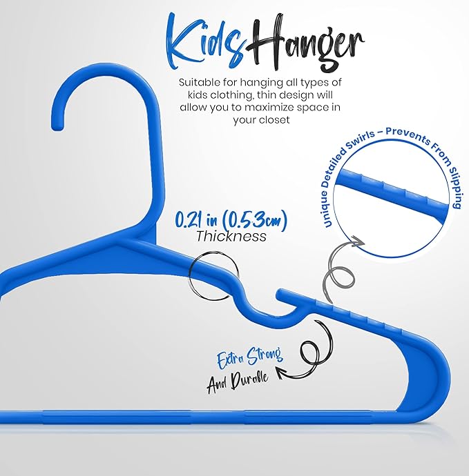 Utopia Home 40 Pack Kids Hangers - 11.5 Inch Plastic Baby Hangers for Closet - Childrens Hanger for Clothes & Infant Hanger for Closet - (Blue)