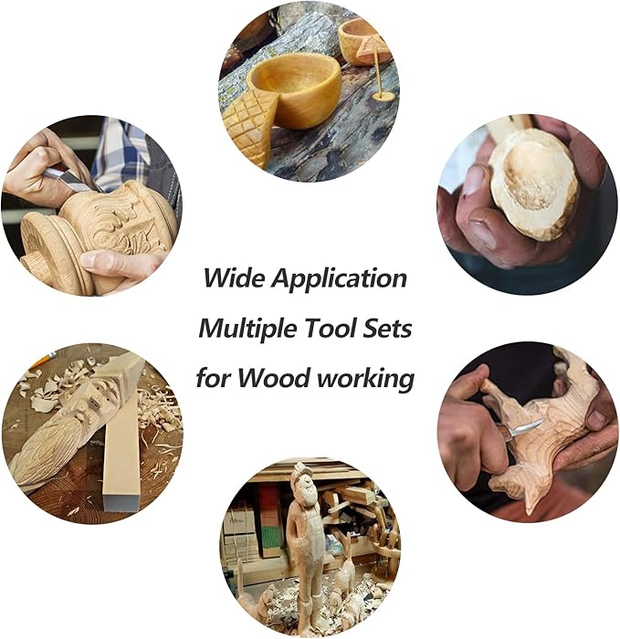 VIBRATITE Wood Carving Kit, 14 PCS Wood Carving Tools Set with Detail Carving Knife, Spoon Blanks, Whittling Knife, Wood Whittling Kit for Beginners Kids Adults Woodworking DIY