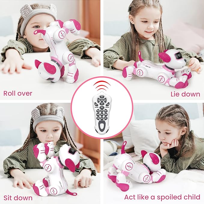 Robot Dog Toys for Girls Toys Interactive Robot Toy FollowMe Robot for Kids 5-7 Intelligent Remote Control Dog with Sing Dance Robotics for Kids Age 3 4 5 6 7 Chrismas Birthday Gifts Girls