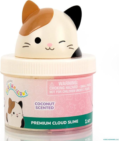 Original Squishmallows Cam The Cat Premium Cloud Slime, Coconut-Scented, 8 oz., Storage Container with Figurine Topper, Rubber Charm, Goodie Bags Stuffers, Kids Party Favors, Sensory Toys
