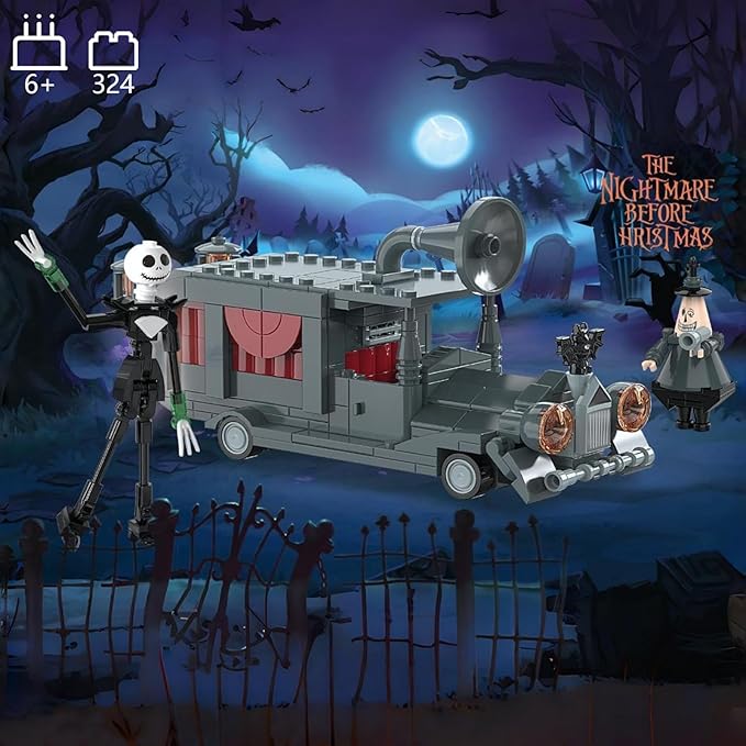 Horror Halloween Toy Building Set, Night Before Christmas Jack and The Mayor of Halloween Town, Mayor-Mobile, Creative Buildable Toy Kit Gifts for Movie Fans Friends Kids, 324PCS