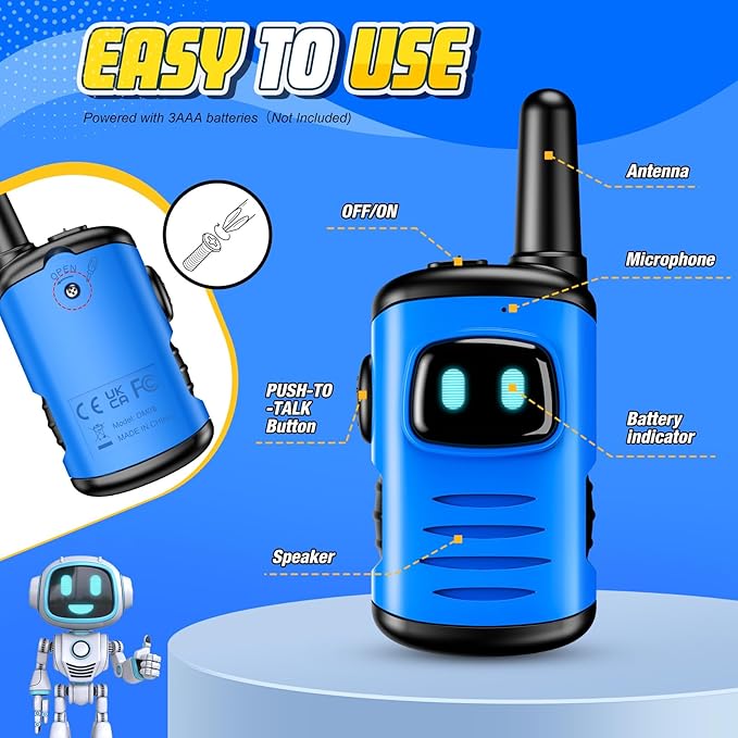 Kids Walkie Talkies Toys for Boys: 3 Pack Robots Walkies Talkies Kids Easter Birthday Gifts for 3 4 5 6 7 Year Old Boys Girls Toys Age 3-6 5-7 Year Old Boy Girl Basket Stuffers Outdoor Camping