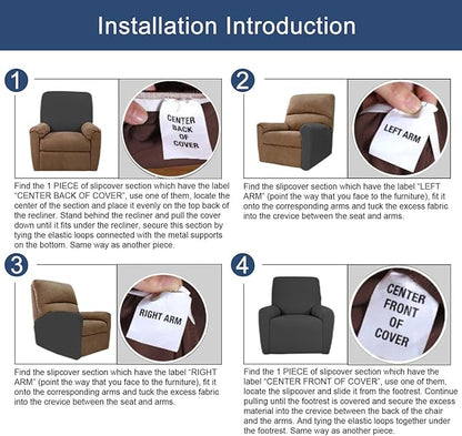 NILUOH Recliner Chair Covers 4-Pieces Stretch Lazy Boy Recliner Covers with Pocket Floral Pattern Reclining Slipcovers Soft Sofa Slipcover Furniture Protector for Pets Kids (Recliner, Pattern 21)