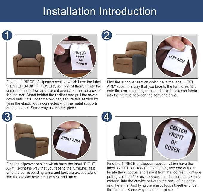 NILUOH Recliner Chair Covers 4-Pieces Stretch Lazy Boy Recliner Covers with Pocket Floral Pattern Reclining Slipcovers Soft Sofa Slipcover Furniture Protector for Pets Kids (Recliner, Pattern 20)