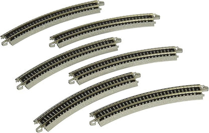 Bachmann Trains - Snap-Fit E-Z TRACK 11.25” RADIUS CURVED TRACK (6/card) - NICKEL SILVER Rail With Grey Roadbed - N Scale, 8
