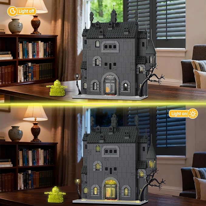 Haunted House Building Set with Lights, Halloween Mansion Building Block Toy Compatible with Lego Adults, Idea for Boys, Girls, Movie Fan Age 14+ (1686 PCS)
