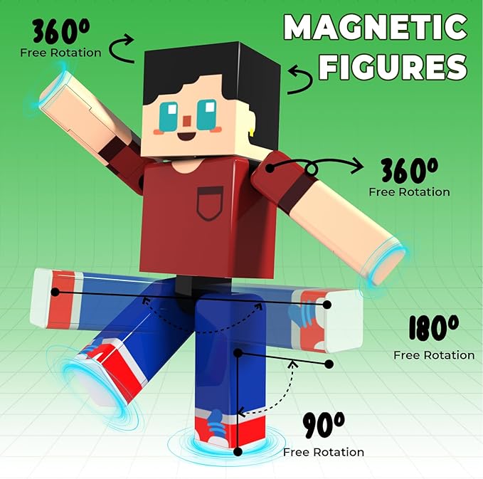 Magnetic Blocks with Magnet Box - 45PCS Magnet Blocks Travel Toys, Magnetic Building Cubes with Portable Storage Box, STEM Learning Set for Kids Ages 6+, Easter Birthday Gifts for Boys Girls