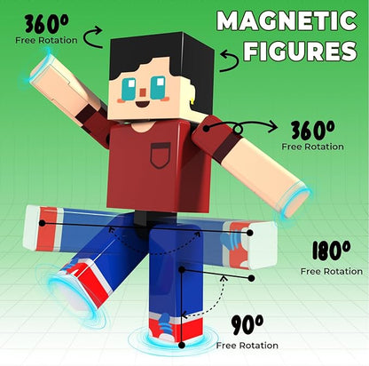 Magnetic Blocks with Magnet Box - 45PCS Magnet Blocks Travel Toys, Magnetic Building Cubes with Portable Storage Box, STEM Learning Set for Kids Ages 6+, Easter Birthday Gifts for Boys Girls
